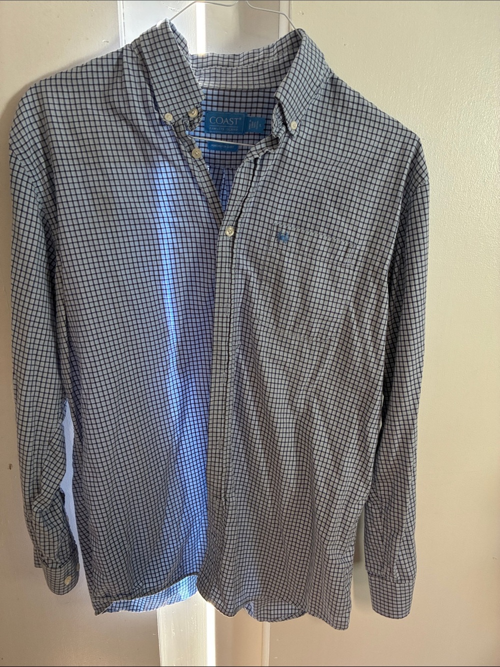 Coast Slim-Fit Button-Down Shirt in Navy and White Check